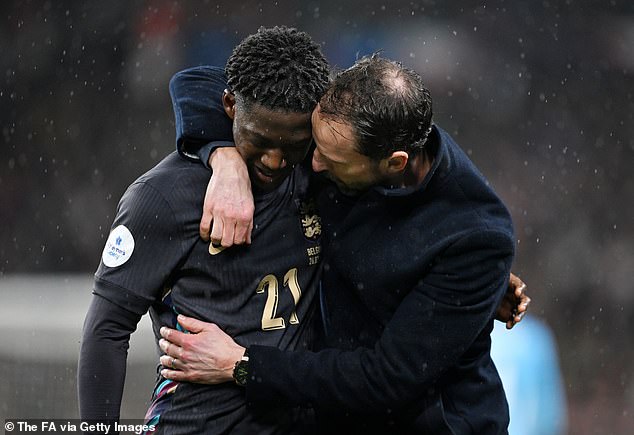 Mainoo was arguably England's best player before being substituted and received a warm hug from Gareth Southgate.