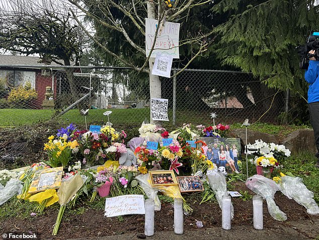 Hudson led a homeschool group and drove the three children (pictured: a memorial honoring the victims of the fatal crash)
