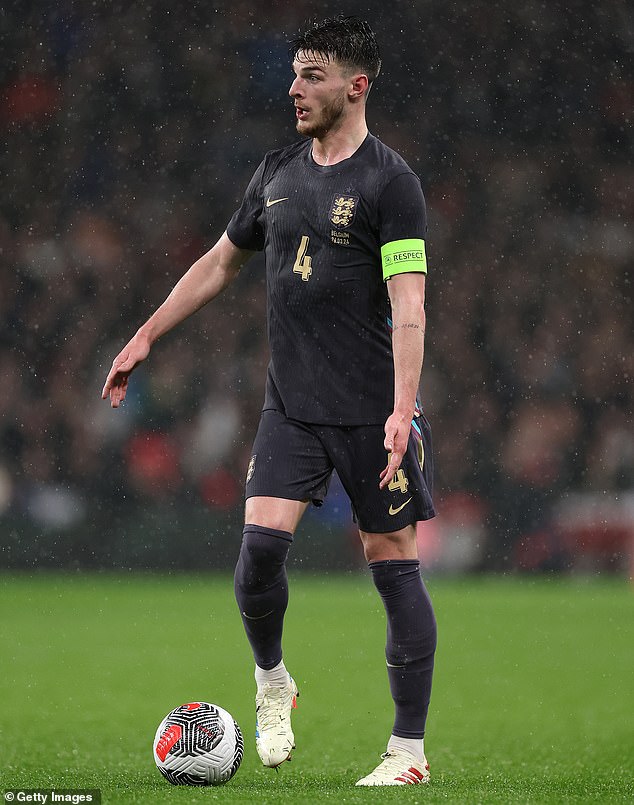 Rice wore custom-made boots during England's 2-2 draw with Belgium at Wembley on Tuesday.