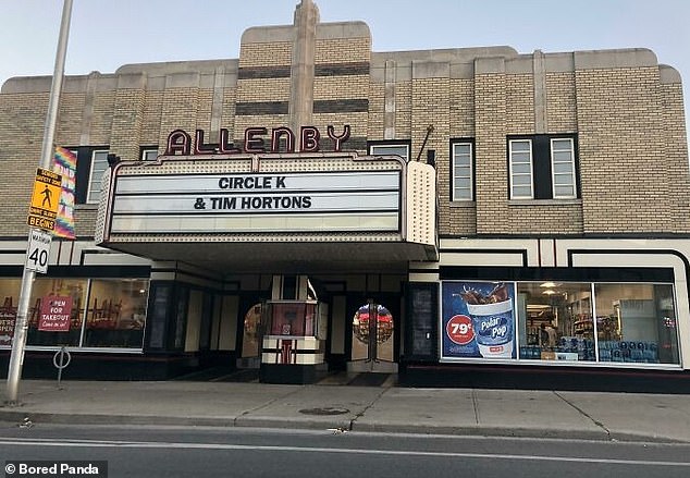 This Tim Hortons and Circle K, in Toronto, Ohio, clearly used to be an old movie theater.