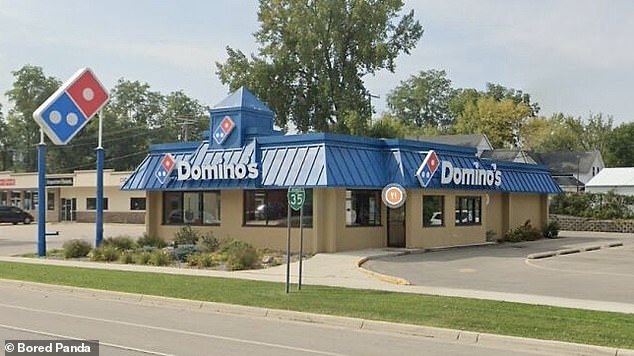 Meanwhile, this Domino's, in Albert Lea, Minnesota, was clearly a KFC but they painted the roof blue instead of the classic red.