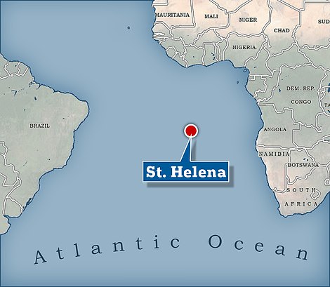 St. Helena is about 1,200 miles from the nearest continent, between Angola and Brazil.