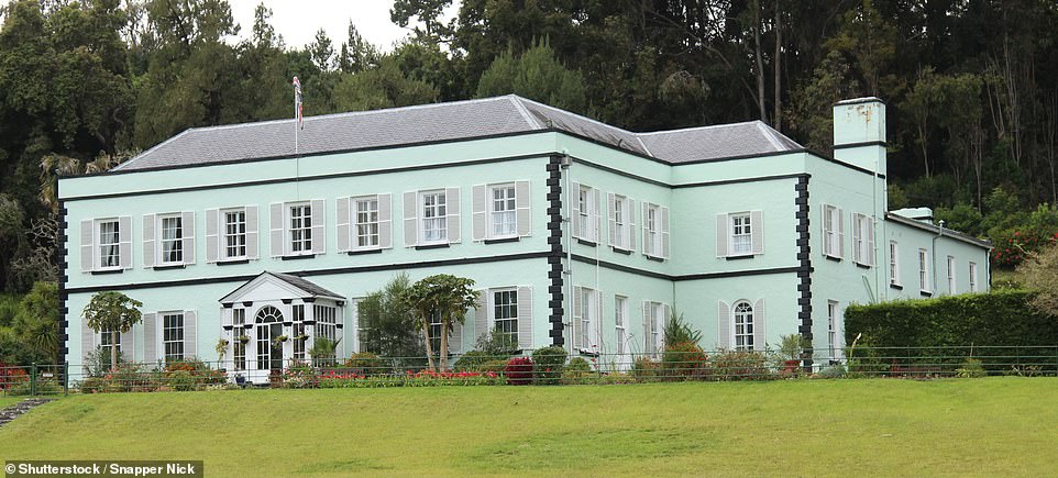 Above is Plantation House, the permanent residence of the Governor of St. Helena.