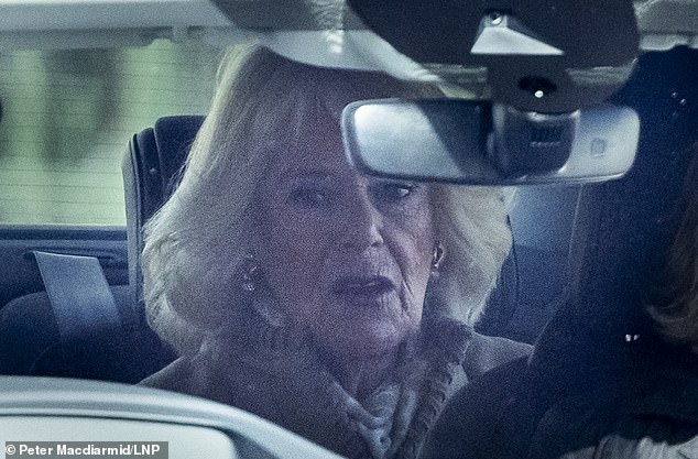 Queen Camilla is ejected from Clarence House in central London today