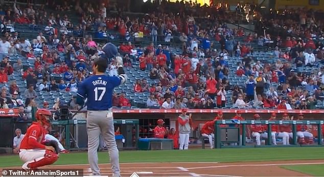 Ohtani was greeted with a standing ovation from fans upon his return to the Dodgers.