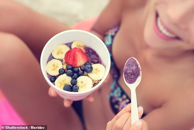 In cities like Los Angeles and New York there are dozens of establishments dedicated to 'acai bowls', whose small artistically displayed dishes cost more than 10 dollars (file image)