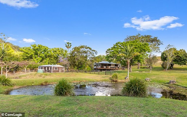 Pictured: Manser's six-hectare property in northern New South Wales, valued at about $2 million