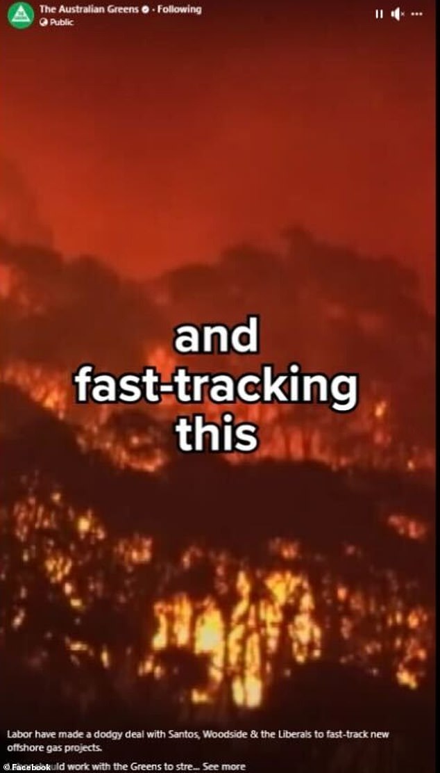 It then moved on to harrowing videos of the various bushfires and floods that have hit Australia in recent years, showing images of people and animals in danger as a result of the environmental disasters.