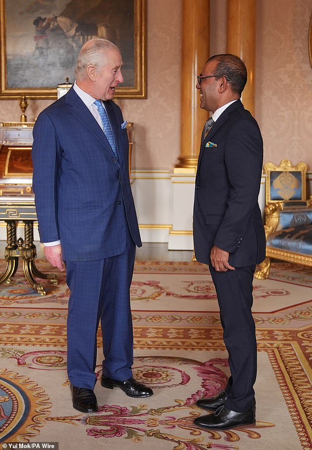 King Charles met Mr Nasheed in the 1844 room at Buckingham Palace, which is on the ground floor.