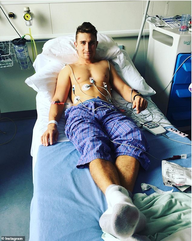 Taylor in hospital after arrhythmogenic right ventricular cardiomyopathy first appeared in 2016