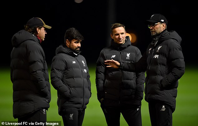 Liverpool development coach Vitor Matos (second from left) could join Lijnders at Ajax.