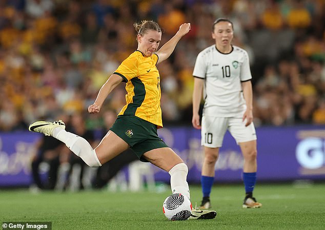 Clare Hunt (pictured playing against Uzbekistan) is also under an injury cloud