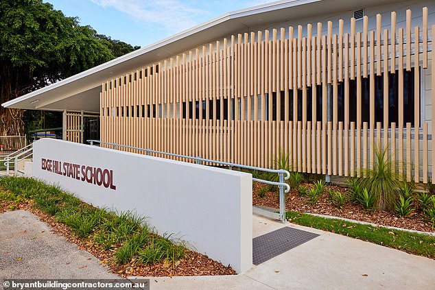 The students spent about an hour locked up at Edge Hill State School (pictured) before their parents were able to pick them up around 3 p.m.