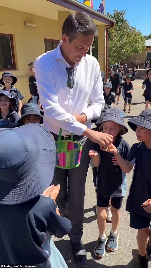 South Africa's Education Minister Blair Boyer (pictured) visited the school on Thursday to deliver Easter eggs to children.