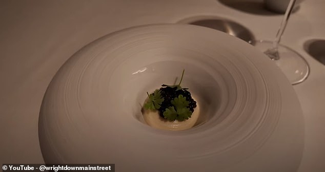 Kristen's first course consisted of a spoonful of royal Belgian caviar, served on a bed of parsnip and bone marrow puree.