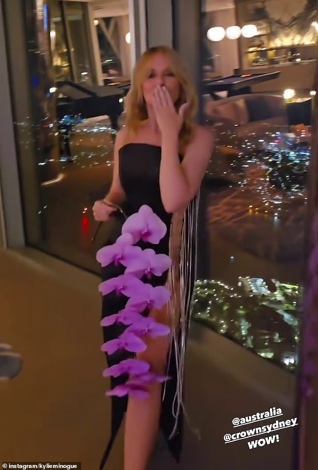 In one video, she showed off her gorgeous outfit as she gave an insight into her stay at the Crown and showed off the stunning views.