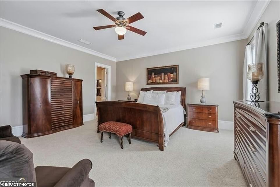 The master bedroom has a private upper porch, its own morning kitchen, two huge walk-in closets, and a separate dressing room.