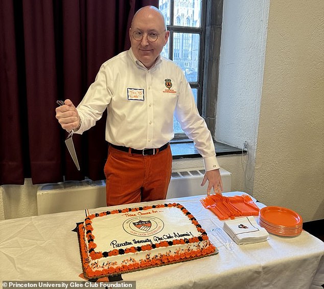 The president of the Princeton University Glee Club Foundation cut the cake at its annual alumni sing-along in New York City in February of this year.