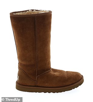 The tall Ugg boots, which were popular in the 2000s, are currently on sale on ThredUp for $178