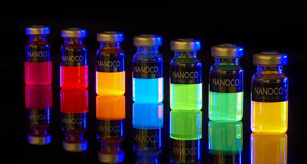 Complex technology: Stored in bottles, the size of QDs determines the color they emit
