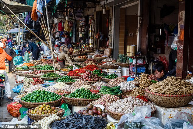 A street market in Hanoi, Vietnam
