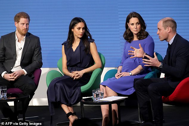 The first public appearance of the so-called 'Fab Four' in 2018 seemed awkward.  Harry's expression as he stood next to William and Kate soon went from playful to suspicious and something that looked like resentment.