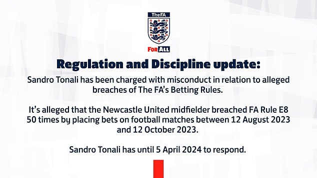 In a statement, the FA stated that the violations occurred between August and October 2023.