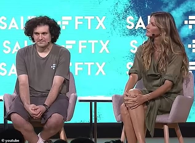 Sam Bankman-Fried recruited a roster of A-list celebrities as FTX ambassadors. He is pictured with Gisele Bundchen at a crypto event in the Bahamas earlier this year.
