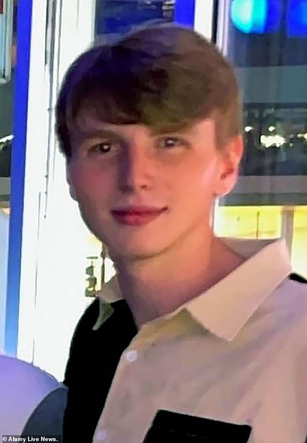 Riley, 22, was wearing this distinctive black and white T-shirt when he disappeared after being kicked out of a bar in downtown Nashville during a night out with friends.