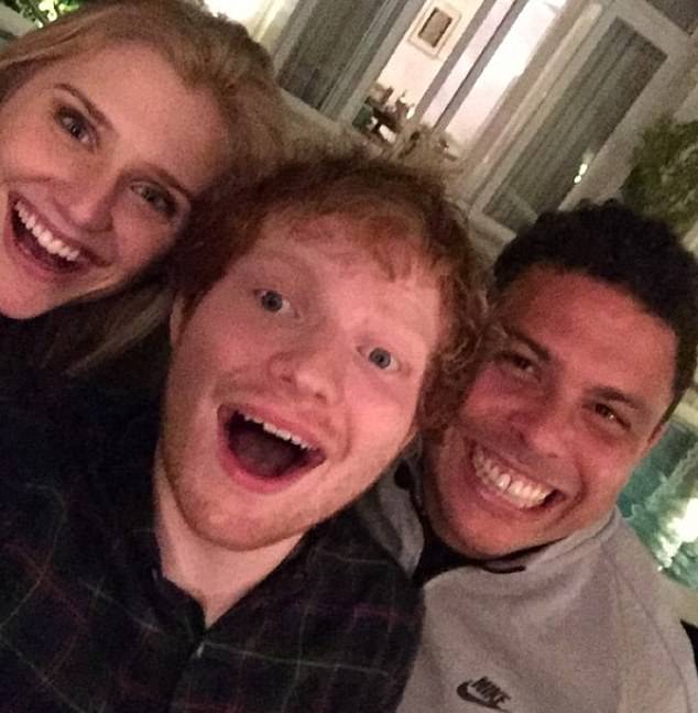 Ed Sheeran (centre) was shocked when he discovered that Ronaldo (right) was a fan of his music.
