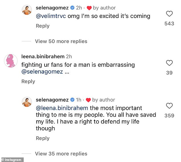 After she shared her photo snuggling with Benny, Selena's fans criticized her, due to his previous attacks on her.