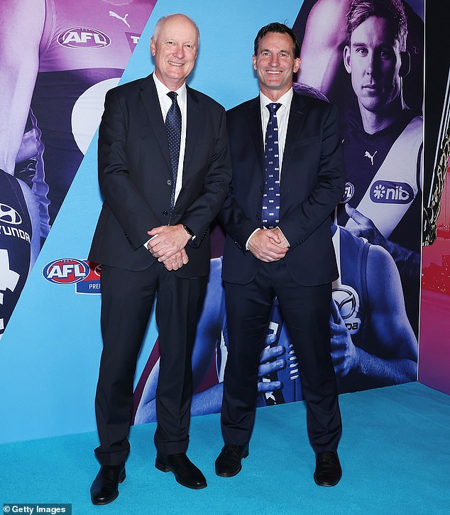 If Glare had his way, AFL Commission chairman Richard Goyder (left) and current chief executive Andrew Dillon (left) would fall on their swords.