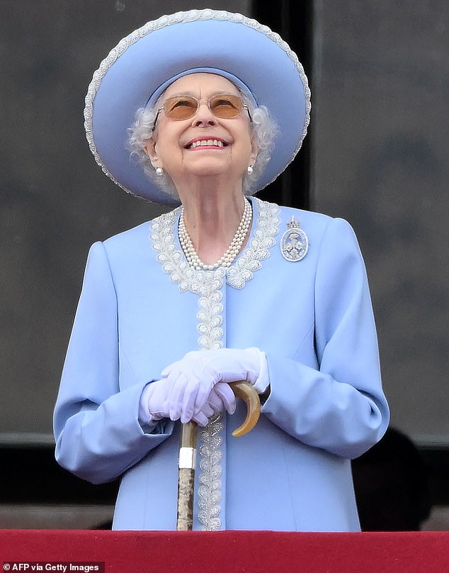 Pictured: The late Queen Elizabeth enjoying the Platinum Jubilee celebrations in June 2022, the year she died.