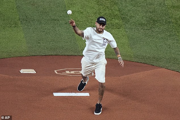 On Thursday, Neymar threw out the ceremonial first pitch at the Miami Marlins game.