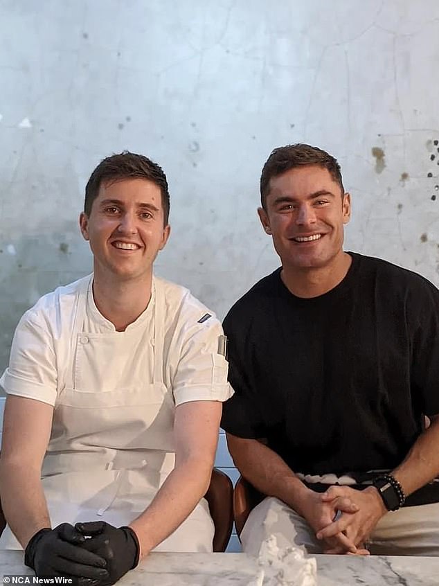 Niland, pictured alongside the famous Zac Efron, is a highly regarded chef in Sydney. Photo: Instagram