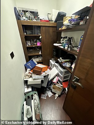 Photos show the results of the 'witch hunt' raid on his Miami property on Monday amid a sex trafficking investigation.