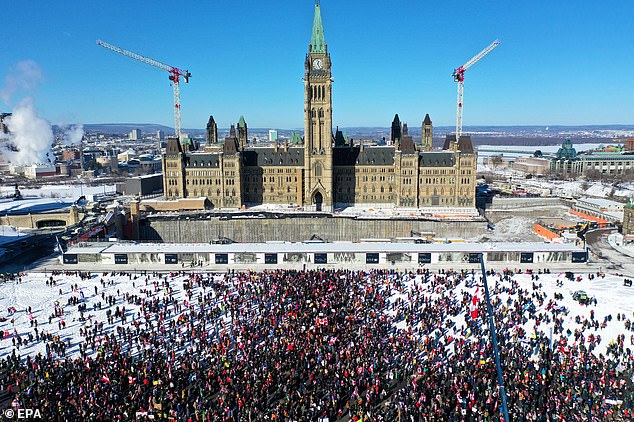Thousands of people camped outside the Canadian parliament during the 'freedom convoy' protests that polarized the country in 2022.
