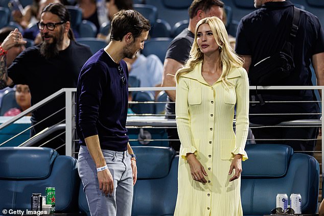Jared seemed to be admiring his wife's outfit as they took their seats for the main event.