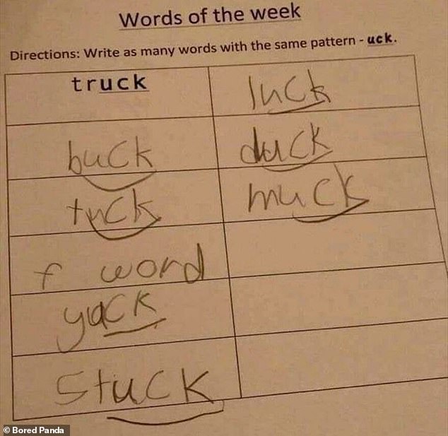 Oops! This kid's homework probably left his teacher saying 'what the fuck!'