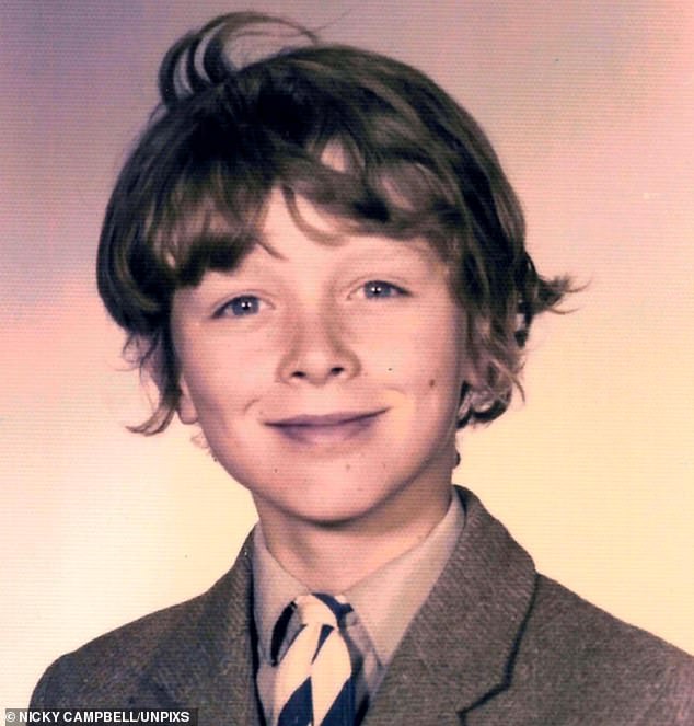 Nicky Campbell attended the fee-paying school as a day pupil (pictured as a boy) between 1966 and 1978, from the age of five until he was 17.