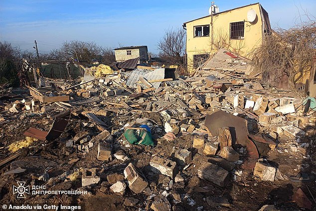 A view of the damage after the Russian bombing in Kamiansk, Dnipropetrovsk oblast, Ukraine, March 29, 2024