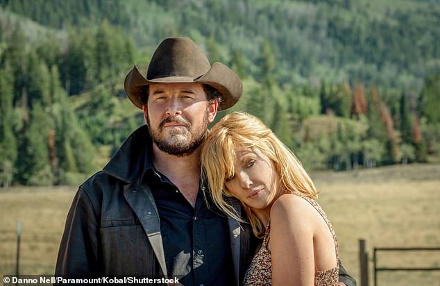 Hauser as Rip with British actress Kelly Reilly, who plays his wife Beth Dutton in Yellowstone; seen in 2020
