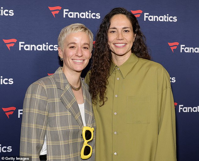Megan Rapinoe (pictured with fiancee Sue Bird) led criticism of Albert on social media