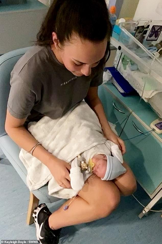 Two weeks later, Miss Doyle and Astro, now two years old, were discharged and she held a funeral for Arlo. Since her ordeal, she channeled her grief into supporting others and now she has trained as a volunteer in the NICU.