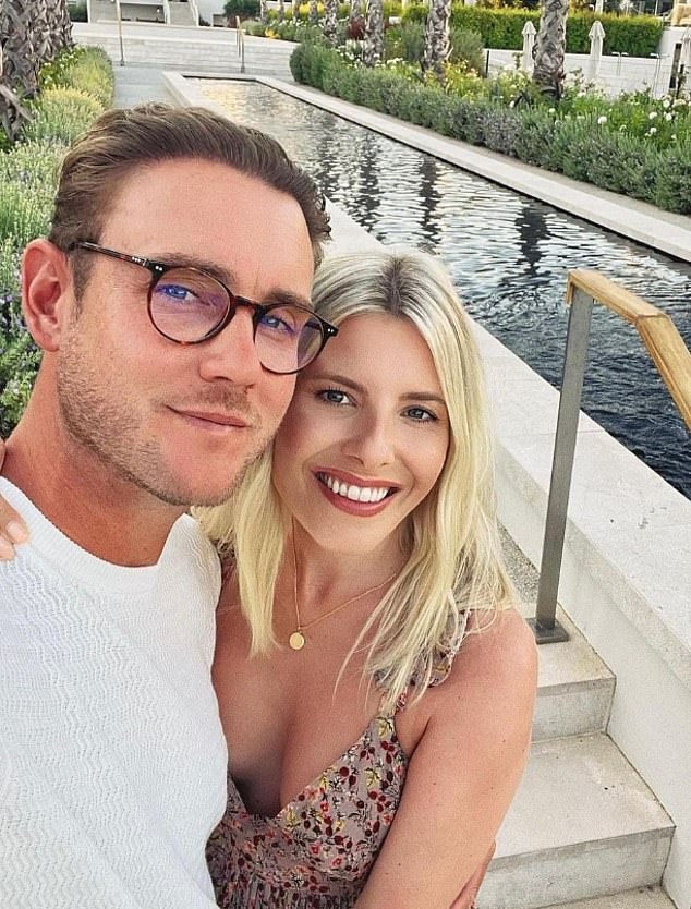 Broad pictured with his fiancee, Saturdays singer Mollie King, with whom he has a young daughter.