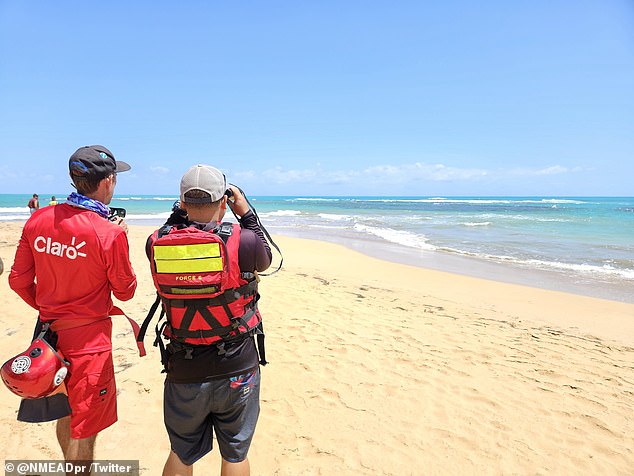 The video shows rescuers in helicopters and jet skis frantically combing the area where the Marine was last seen.