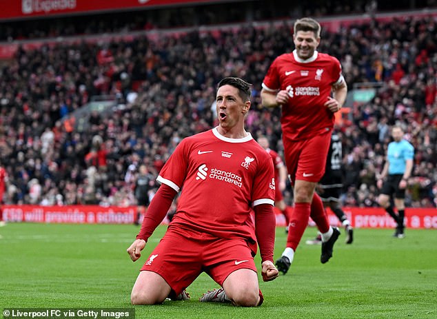 Torres marked his return to Anfield with a goal in the Liverpool legends' match against Ajax