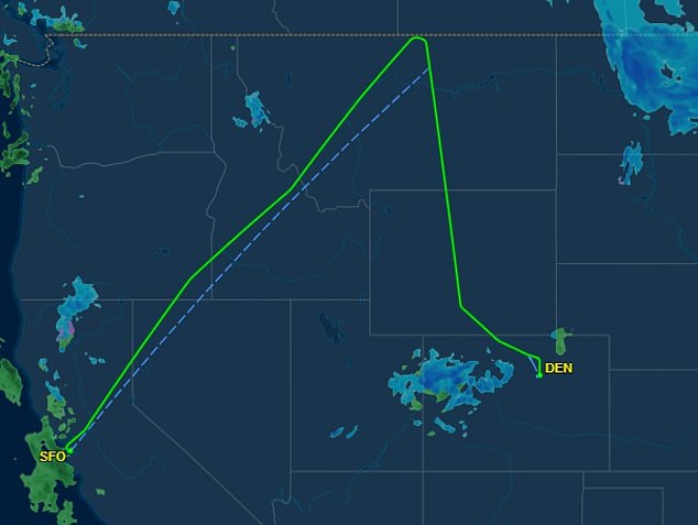 The plane's journey, seen on Flightradar24, showed it heading north toward the Canadian border before turning south toward Colorado City.