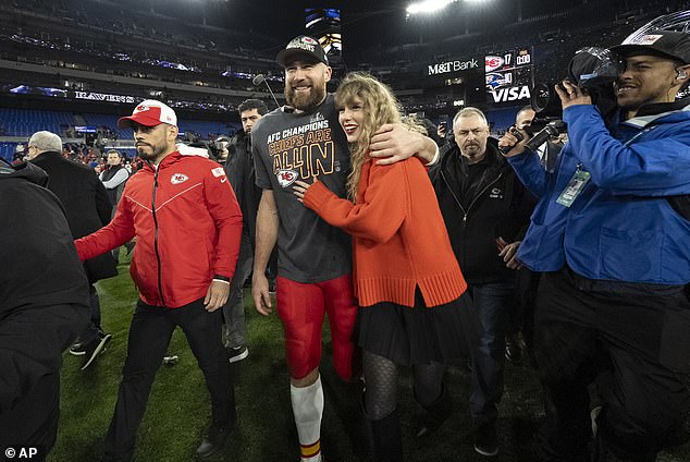 Swift was a regular at Chiefs games last season when Kelce won another Super Bowl.