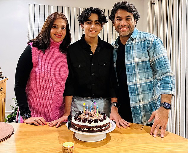 He had relapsed after other treatments, including chemotherapy and a bone marrow transplant. He is now preparing for his GCSEs this summer. In the photo, Yuvan with her parents, who is now 16 years old.